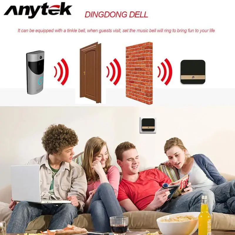 Anytek B30 беспроводной WiFi домофон видео дверной звонок камера+ B10 дверной звонок приемник набор дверной Звонок камера Wifi видео ночное видение