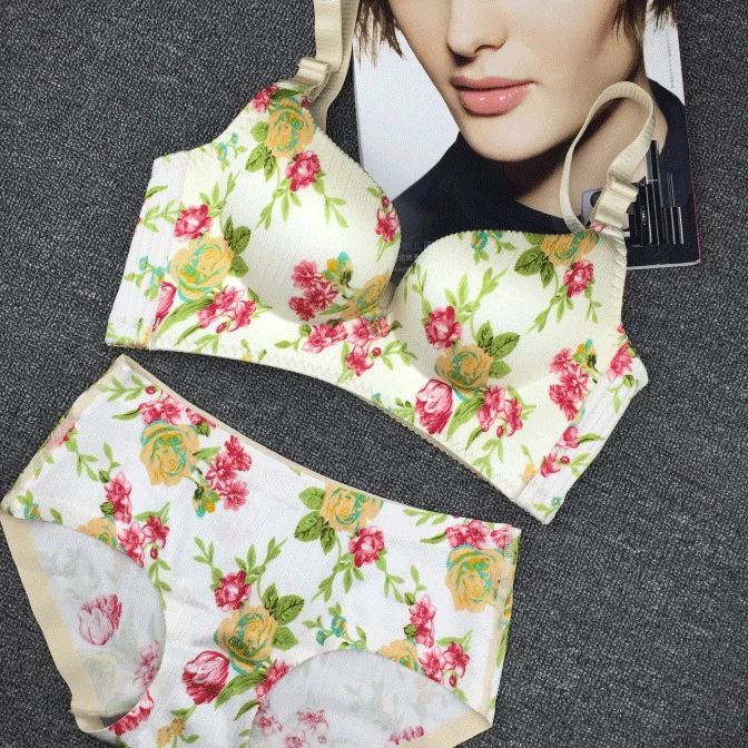 

Slimgirl женские сексуальные наборы бюстгальтер + трусы с розой пуш-ап цельный без косточек 3/4 A B C чашечки бюстгальтер и трусики для девочек