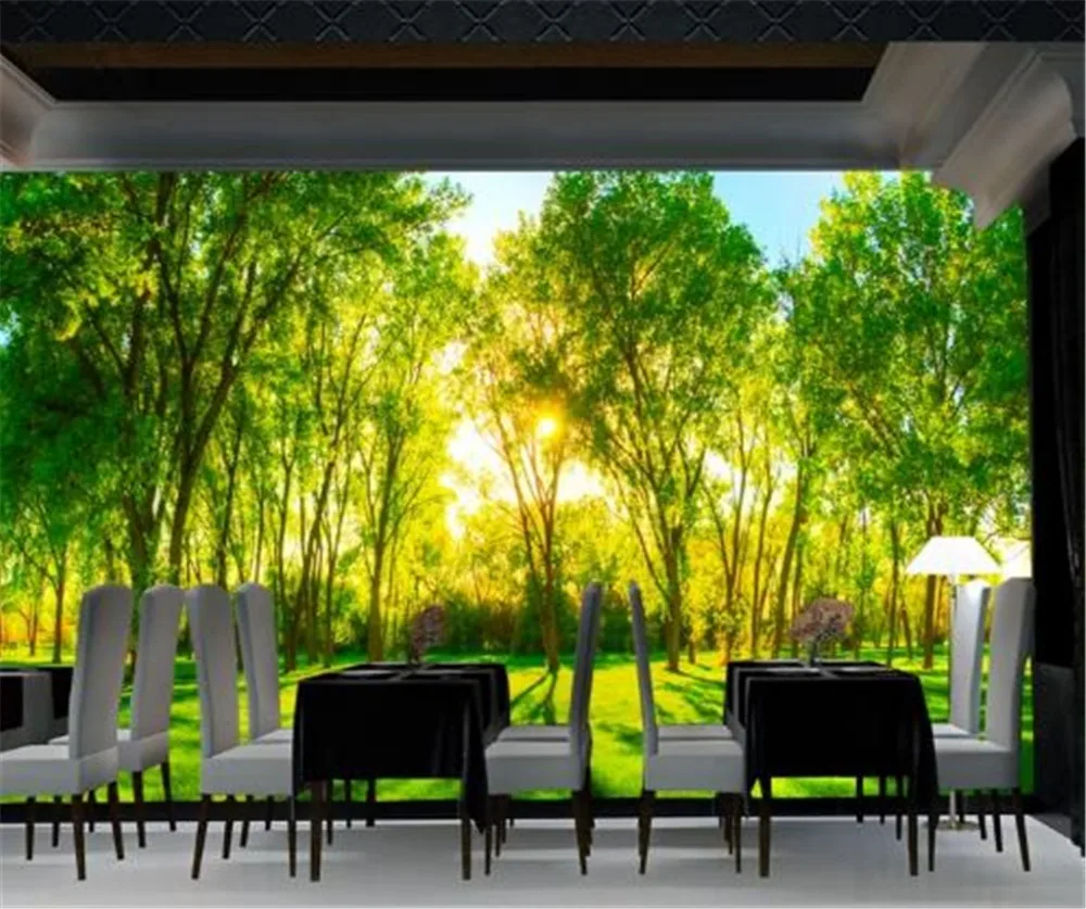 Scenery Wallpaper 3d green fresh trees living room full house background wall decoration mural wallpaper Paper Wall | Обустройство