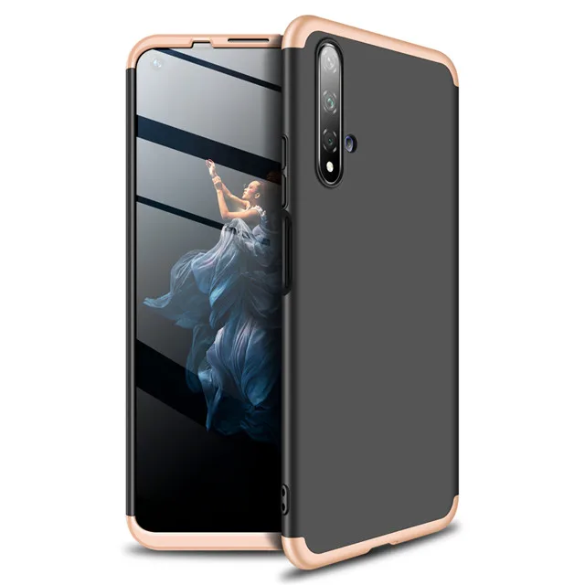 Black Gold 360 чехол с полной защитой для huawei Honor 20 Pro чехол Роскошный Жесткий PC противоударный чехол для задней панели чехол для Honor 20 pro Honor20 Coque - Цвет: Black Gold
