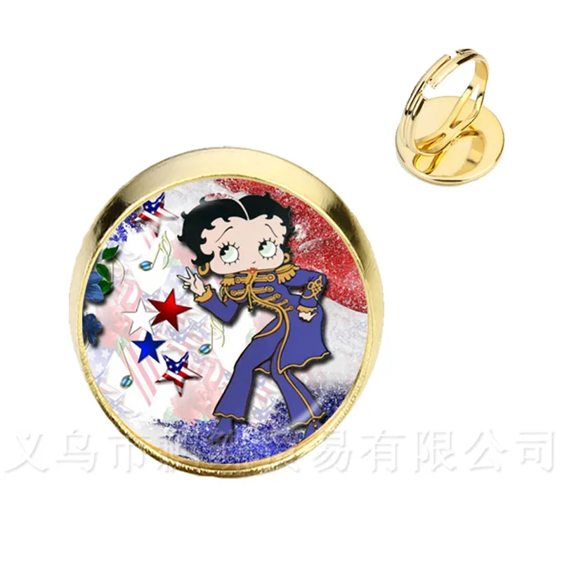 Betty Boop кольца милые девушки 80 винтажные сексуальные женские стеклянный купольный