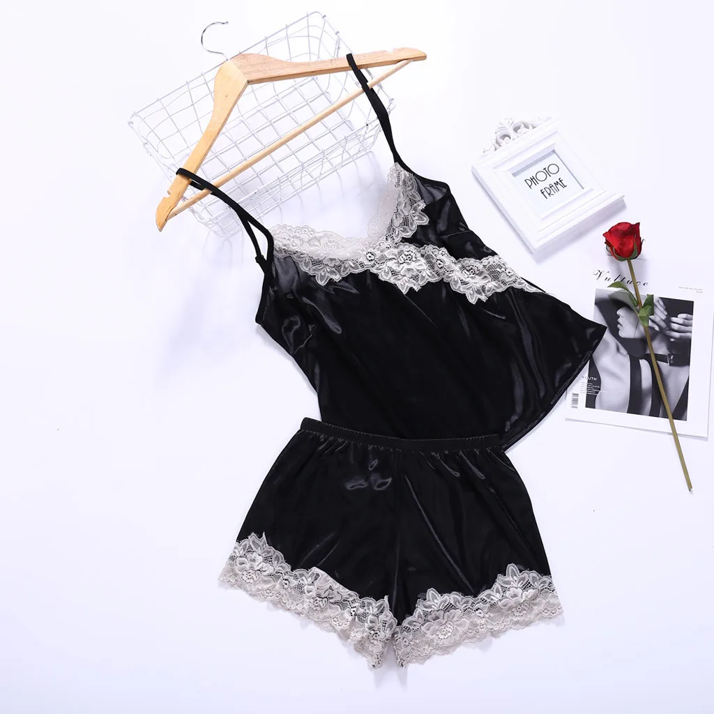 Женский пижамный комплект белая кружевная Пижама с треугольным вырезом