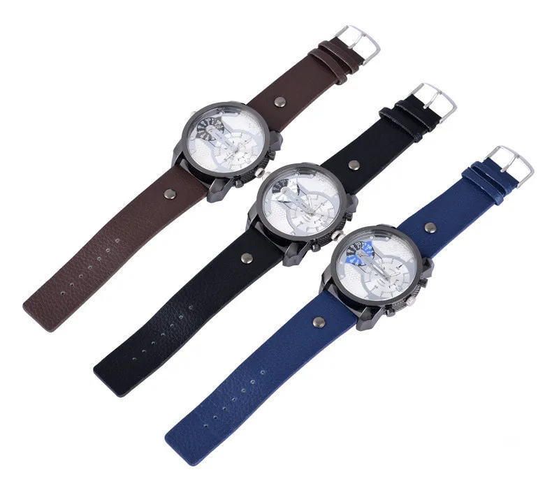 Часы мужские модные деловые кварцевые с двойным циферблатом 2018 | Наручные часы