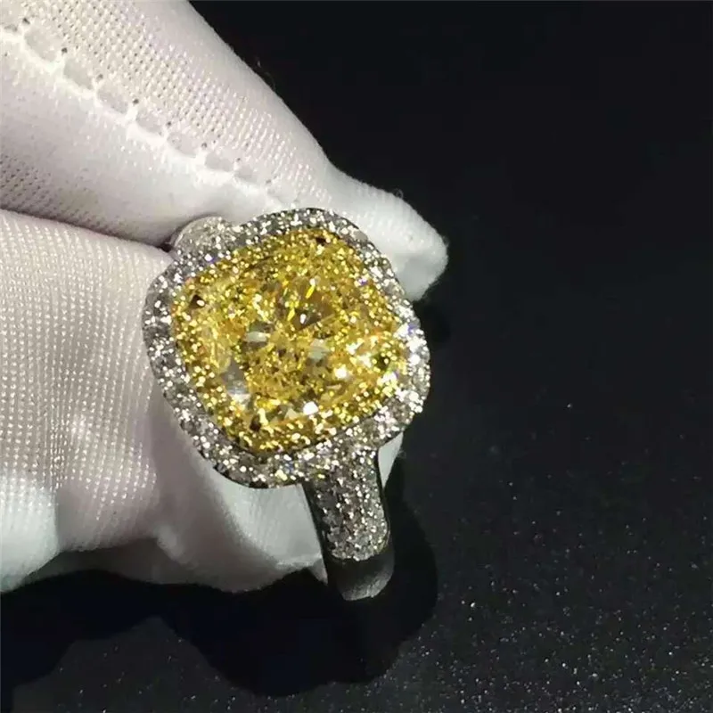 Choucong кольцо с подушками, 925 пробы, серебро, 3ct, AAAAA, циркон, cz, обручальное кольцо, кольца для женщин, свадебные украшения