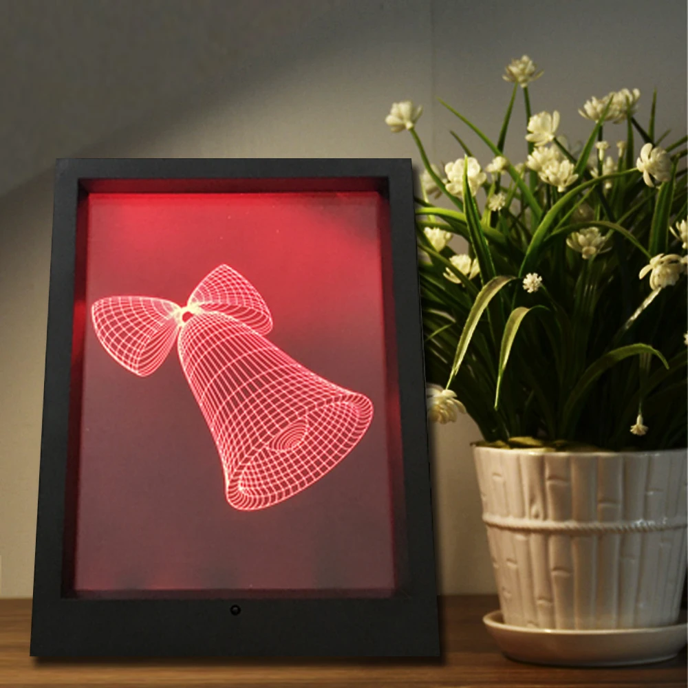 Рождественский Колокольчик 3D Ночь Свет Визуальный ИНДИКАТОР USB Настольная Лампа