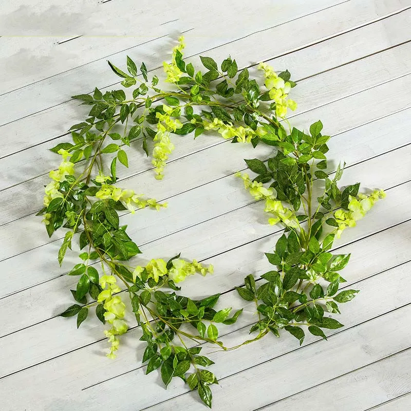 green 2 м Искусственные цветы Вистерия искусственная цветы венок из виноградных листьев свадебное украшение арки искусственные растения листва ротанга со шлейфом плюща стены - Цвет: green