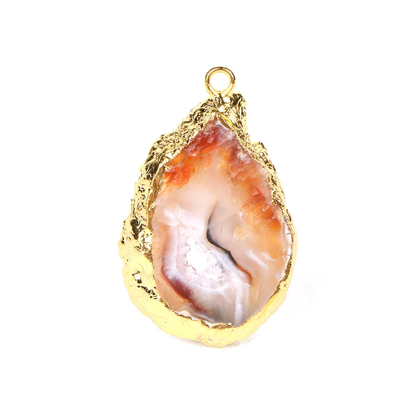 Позолоченная оболочка подвеска-Агат 25-40 мм неправильной формы в стиле ретро с