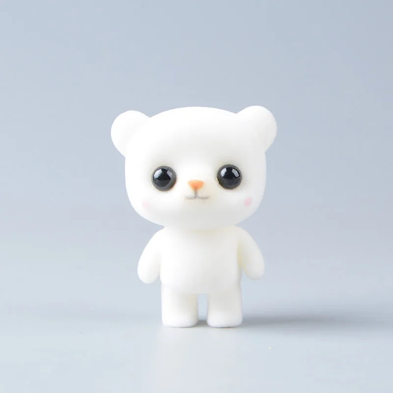 white bear Koteta Kawaii ПВХ флокирующая кукла пушистая панда Пингвин утка мини животные игрушки для детей флокирующая игрушка для девочек детские подарочные фигурки - Цвет: white bear
