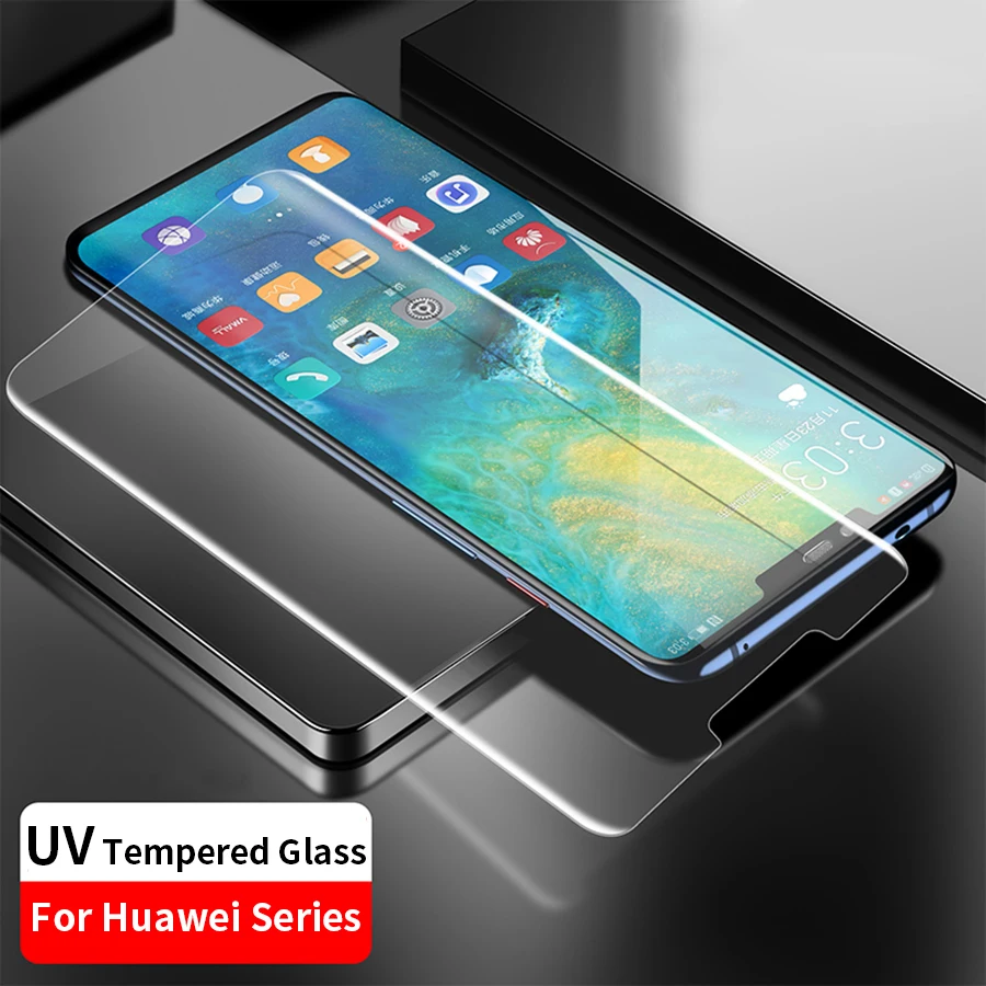 Нано жидкое полное клеевое УФ стекло для huawei P20 P30 закаленное Por Lite защитное