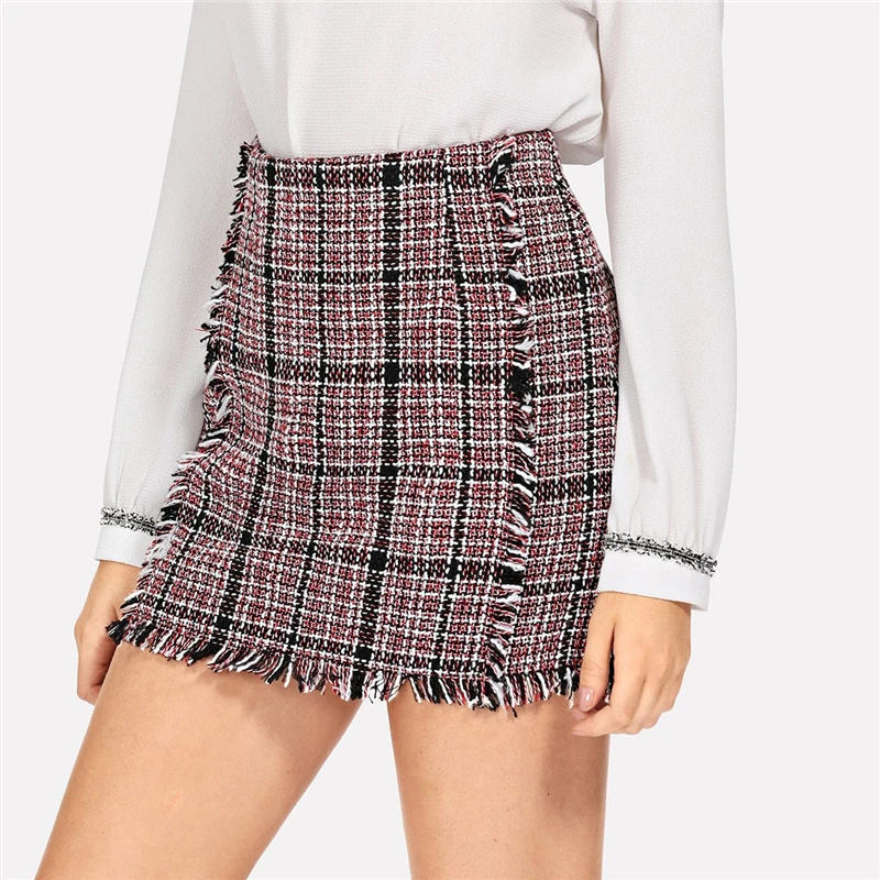 SHEIN Элегантная Мини Юбка Клетчатая Офисная Юбка Стильная Юбка В Клетку