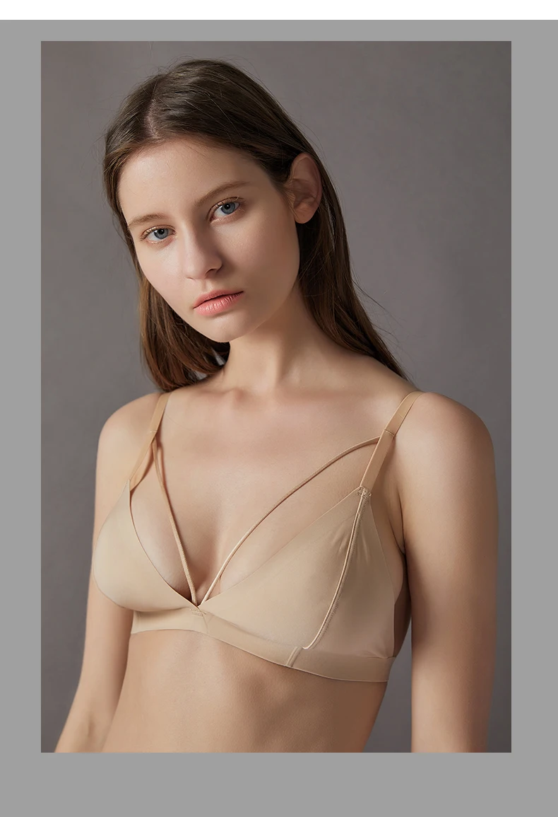 Lilymoda, женский бюстгальтер без косточек, бюстье, комплект нижнего белья, бюстгальтер с глубоким вырезом и стринги, бесшовный, треугольный, без косточек, Ультра тонкое нижнее белье с трусами