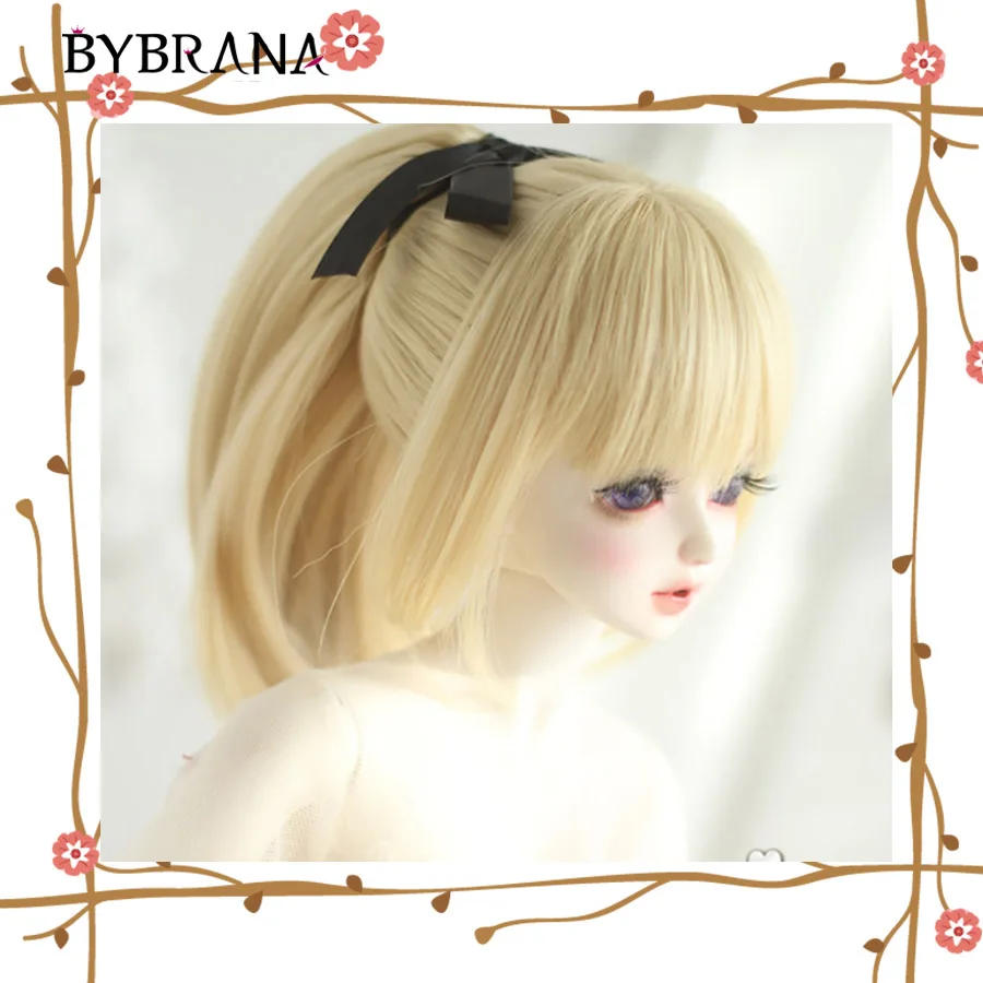 Bybrana 1/3 1/4 Bjd парик высокая температура провода коричневого цвета прямой красивый парик для кукол для волос BJD