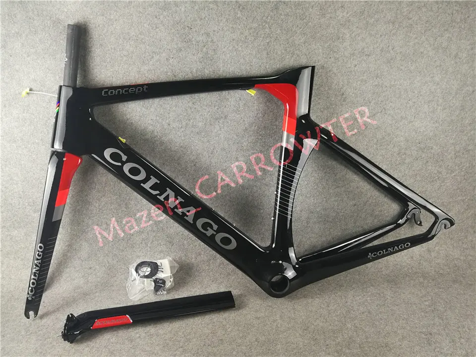 Черно-красная UD Глянцевая T1000 Colnago концепция карбоновая рама для дорожного велосипеда с XXS/XS/S/M/L/XL на выбор