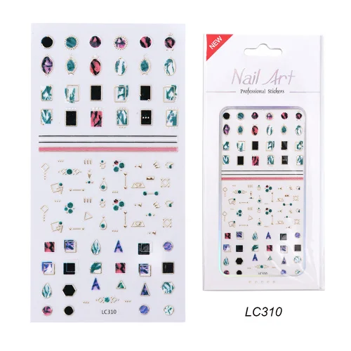 1 шт стикеры 3D на ногти Nail Art Наклейки, Клейкие Ювелирные изделия, ползунок, геометрические цветы, обертывание ногтей, золотое ожерелье, украшение для маникюра, TRLC301-312 - Цвет: LC310