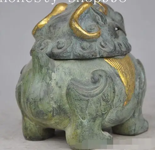 S1037 китай Буддизм Бронзовый свинка Зло foo собака Зверь лев статуя курильница