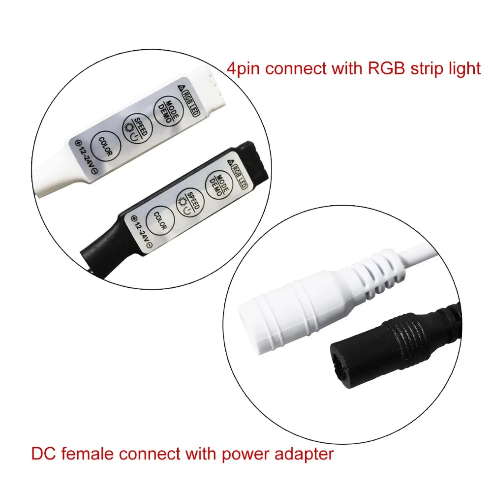 DC 12V 24V светодиодный RGB контроллер 3 ключа мини Диммер 4pin с блоком питания