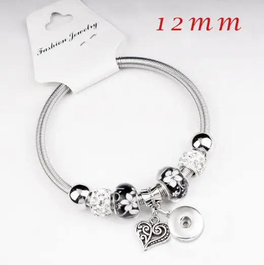 fit 12mm snap D 18 мм 12 мм любовь кристалл Ангел Дерево жизни перо украшение с защелкой эластичный браслет BC5703 - Окраска металла: fit 12mm snap D