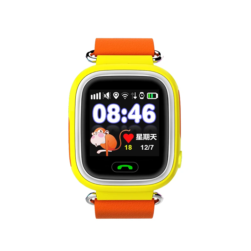 Yellow Q90 gps умные часы для детей умные наручные часы 1,22 дюймов цветной сенсорный экран wifi SOS Вызов Смарт часы PK Q80 Q50 Q60 - Цвет: Yellow