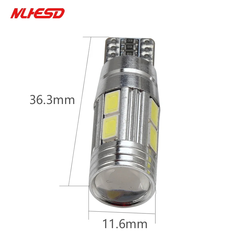 10 шт. T10 светодио дный canbus W5W 194 внутренние ксеноновые Белый CANBUS Нет ошибки OBC t10 10SMD