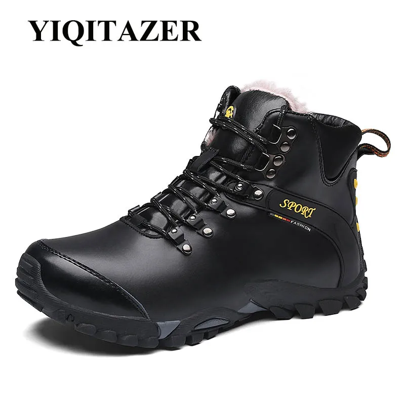 

YIQITAZER Army Sneakers for Platform Moccasins First Layer Winter Men Boots Genuine Leather Ankle Boots Leather Male Shoes Adult