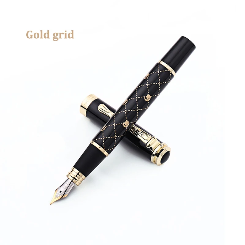Роскошный Jinhao 500 металл перьевая ручка 0.5 мм перо наконечник 18KGP чернильная ручка канцелярия канцтовары ручки для школы авторучка - Цвет: Gold grid