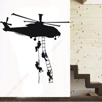 free shipping helicopter army sticker adhesive vinly wall art for boys bedroom huge marines wall stickers home decoration