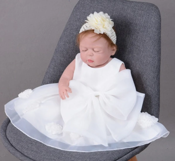 doll and white dress 55 см полностью силиконовая кукла-Реборн, игрушки для девочек, игрушки для купания, мягкая виниловая игрушка для новорожденного, игрушка для сна, Классическая Игрушка - Цвет: doll and white dress