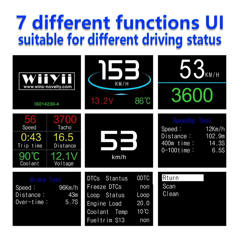 Hud Дисплей Автомобильный дисплей ЖК OBD 2 сканер диагностический инструмент в