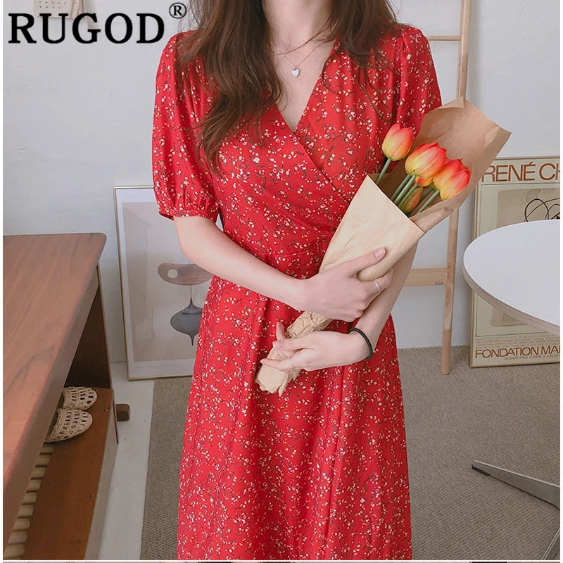 Женское платье с принтом RUGOD фиолетовое длинное на лето 2019|Женские платья| |