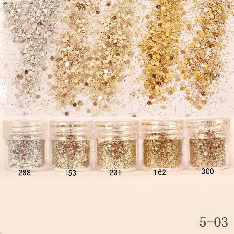 set 5(5 10ml) 4 горшки(10 мл) Nail Art Блеск порошок пыли с блестками пыли порошок смешанные цвета ногтей Блеск порошок для нейл-арта, diy4 бутылки - Цвет: set 5(5 10ml)