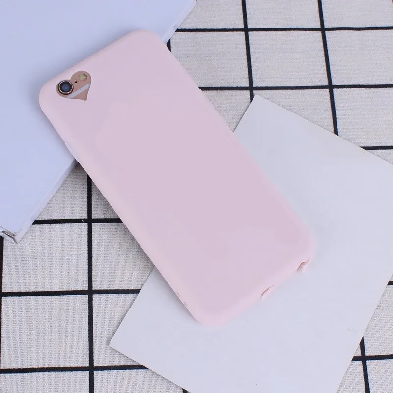 Case For iPhone 6 6S 7 8 Plus Back Cover Heart Pink Candy Colors TPU Soft Protector Phone Iphone 5S Shell |