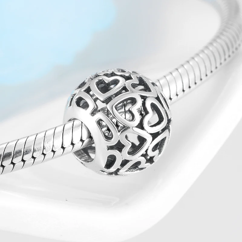 Высокое качество круглые шармы DIY серебряные бусины 925 пробы Fit Pandora серебряный браслет браслеты ювелирные изделия