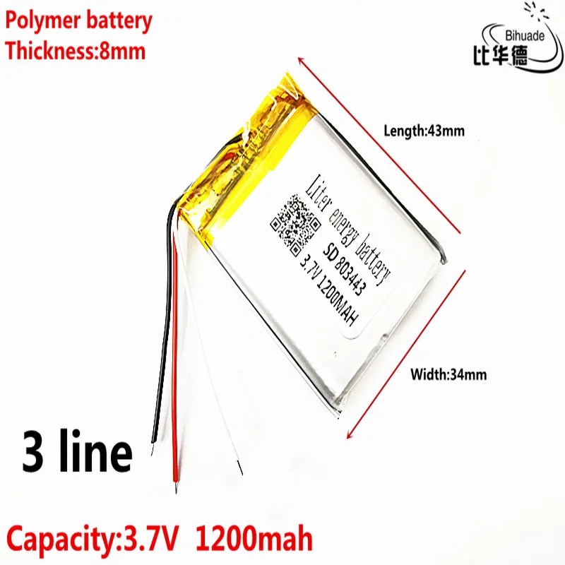 3 линейная литровая энергетическая батарея 7 в литиевая раннего 803443 1200 мАч