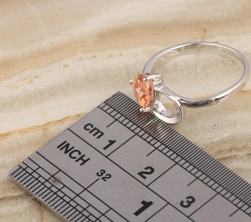Дразнящий сердце оранжевый Шампанское Morganite кубического циркония камни 925