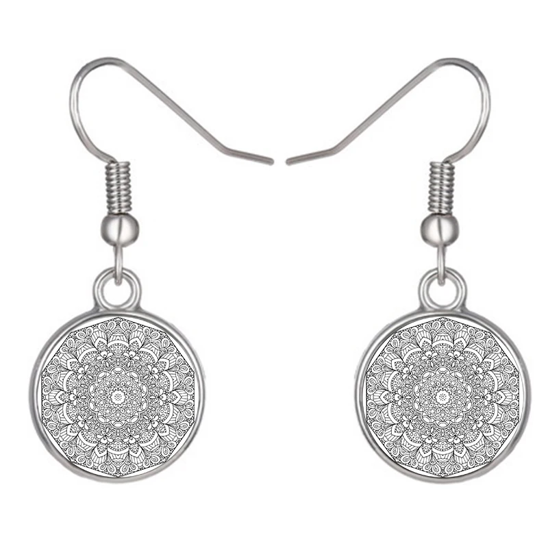 Женские серьги подвески TAFREE 2017 Винтажные Инь Янь Тай мандала цветок жизни