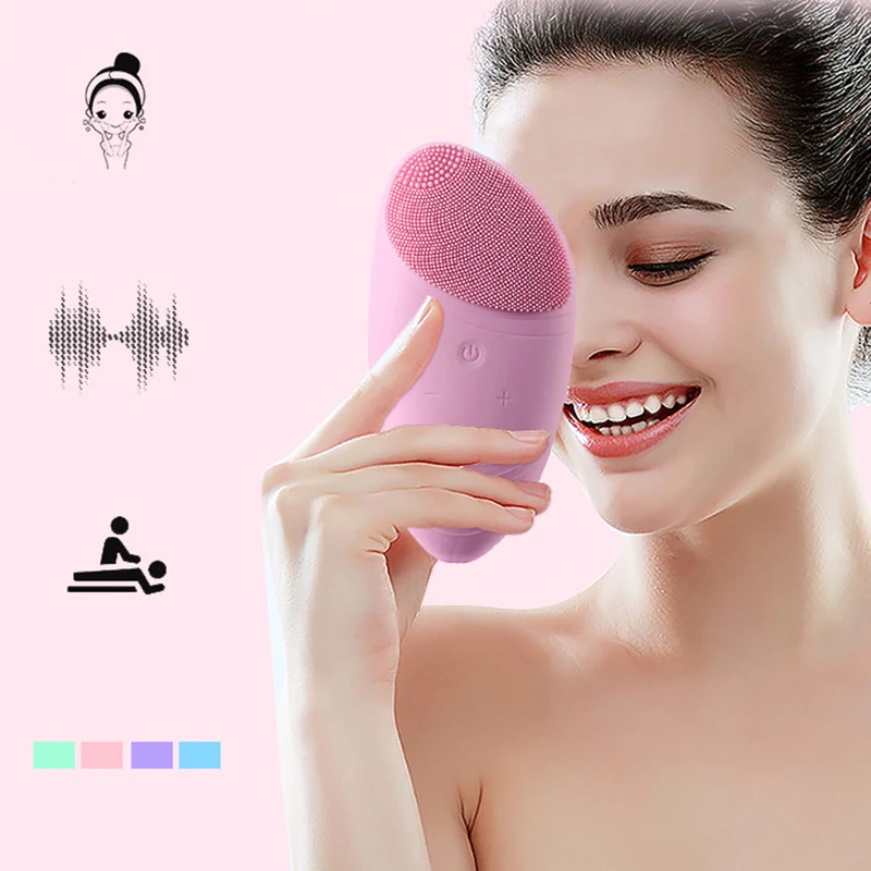 6 цветов электрическая Очищающая щетка для лица силиконовая звуковая вибрация