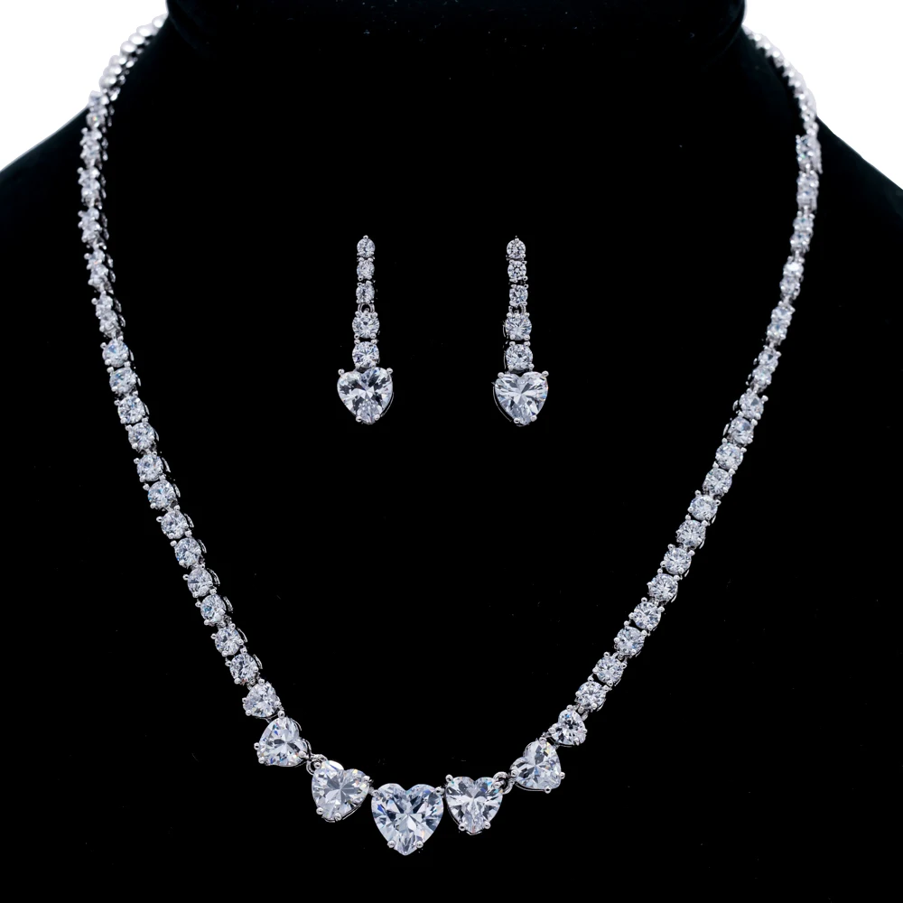 Комплект из колье и серёг с фианитом|bridal wedding jewelry sets|wedding setsnecklace earring set |