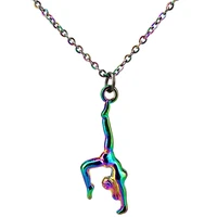 20 rainbow color gymnastics rhythmic girl charms pendant necklace beauty gift