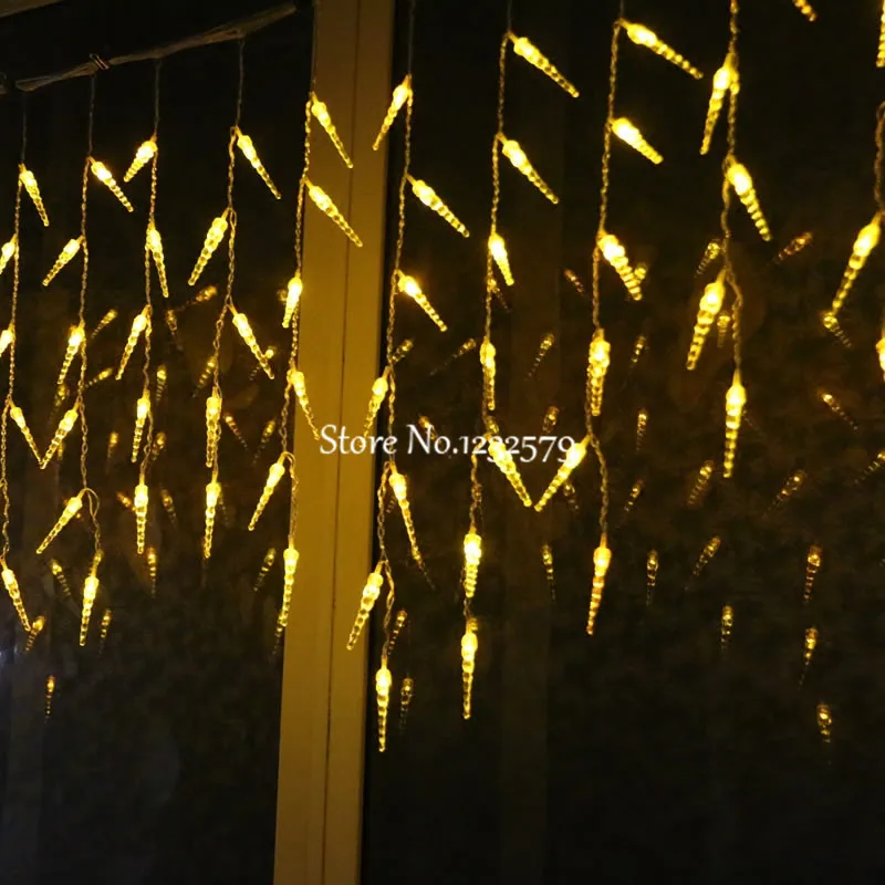 4*0,7 м 96LED-соскульки, Шторы гирлянды светодиодов УФ лампа для год сад Xmas Свадебная вечеринка с французскими окнами украшения 110 V-240 V