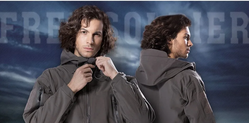 FREE SOLDIER outdoor camping men's soft shell jacket instant waterproof windproof coat thermal outwear clothing large US size