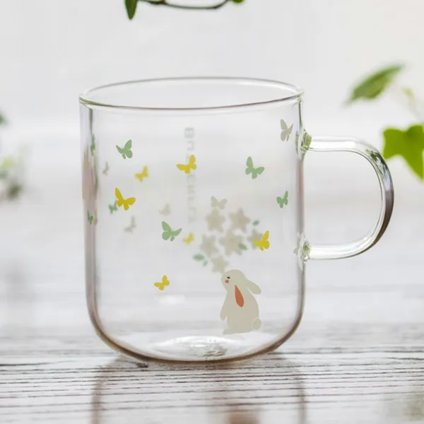 Rabbit B 370ml Милая японская горячая весна стеклянная кофейная кружка 350 мл Kawaii чайная пивная кружка термостойкая стеклянная кофейная чашка Zakka Прямая - Цвет: Rabbit B 370ml
