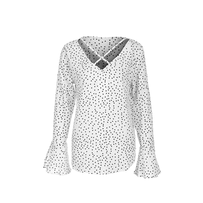 3 цвета Длинный топ в горошек с v образным вырезом спереди и крестом Женская