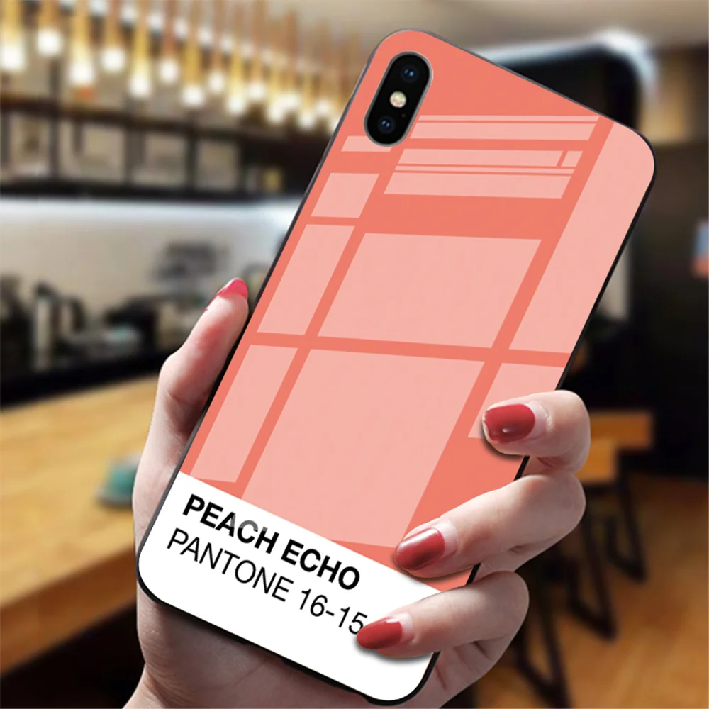 Роскошное популярное закаленное стекло чехол для телефона для iphone 6 6S 7 8 Plus 5 5S SE X XR XS MAX новейшая цветная карта Pantone - Цвет: 8