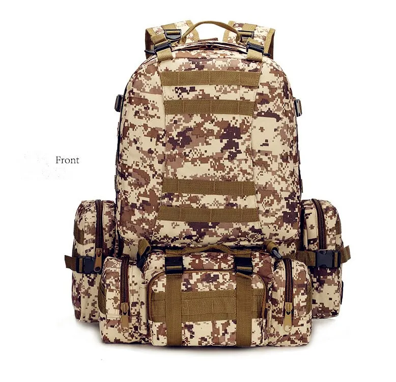55L Men's Travel Backpack Oxford cloth outdoor backpack army camouflage tactical backpack mountaineering combination backpack