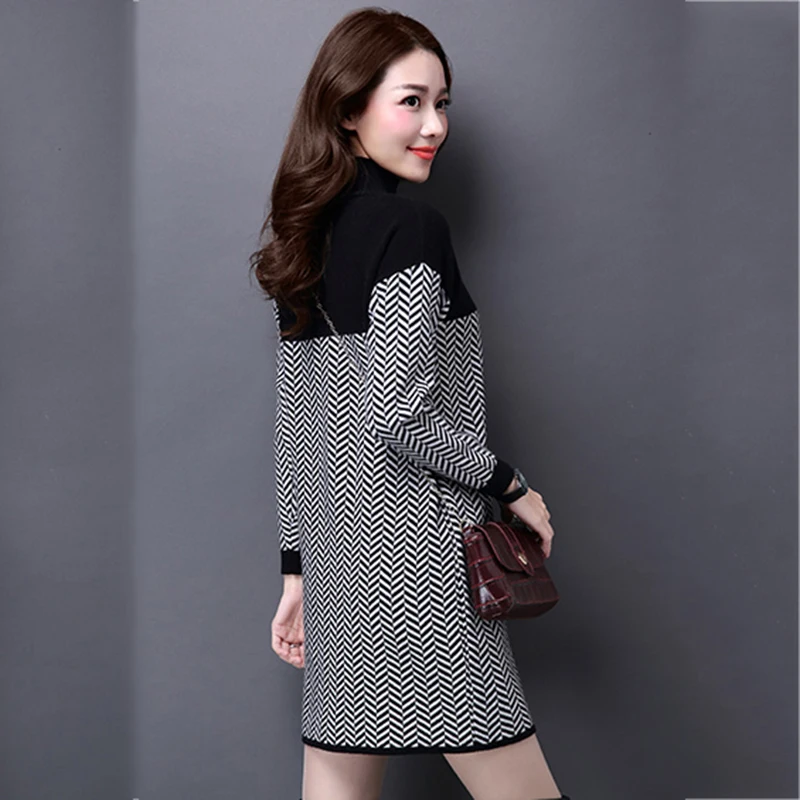Plus Size S-4XL Cashmere sweater female 2018 Autumn Winter New Long sleeve Turtleneck Striped Pullovers Sweater Female LF818 | Женская