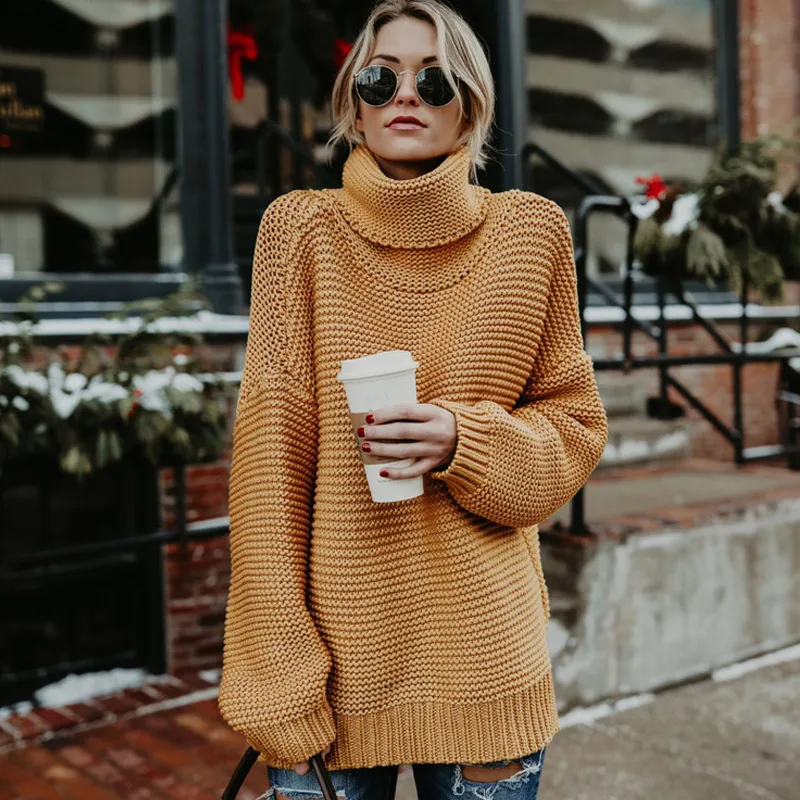 Новинка Лидер продаж женский зимний осенний мешковатый свитер с высоким