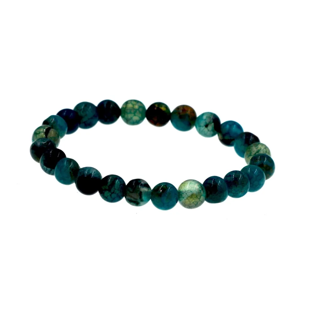 Полудрагоценный камень ручной работы 8 мм Круглый зеленый агат Синий Агат бусины