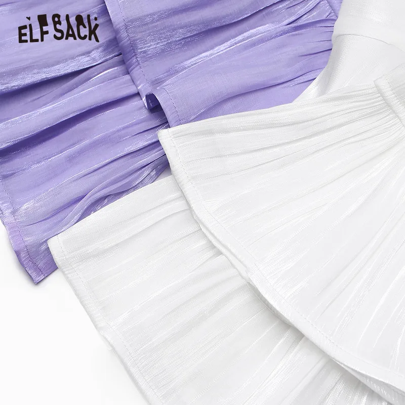 Женские повседневные блузки с оборками ELF SACK белые основные женские рубашки