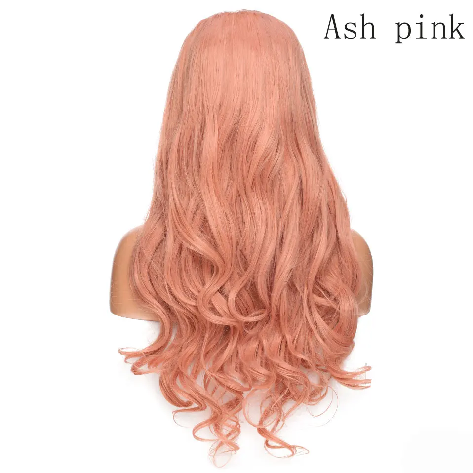 ash pink SNOILITE, 24 дюйма, бразильский кружевной передний парик для женщин, предварительно выщипанные натуральные волосы, парики на голову, синтетический кружевной передний парик, коричневый - Цвет: ash pink
