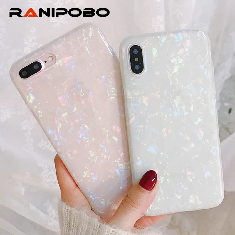 Сияющий блестящий чехол для телефона для iPhone 7 8 Plus Dream Shell чехол с узором s для iPhone XR XS Max 6 6S Plus Мягкий ТПУ силиконовый чехол